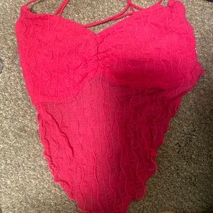 Hot pink tie back bandana top